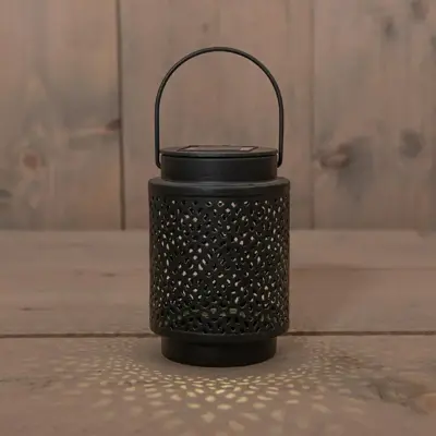 Anna's Collection Lantaarn solar 1 led metaal 8,5 x 8,5 x 12 cm zwart