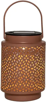 Anna's Collection lantaarn solar 1 led metaal 8.5x8.5x12cm terra - afbeelding 1