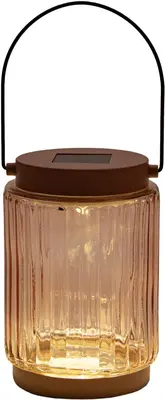 Anna's collection lantaarn solar 1led glas 12x8.5cm terra
