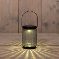 Anna's Collection lantaarn solar 1led glas 12x8.5cm zwart - afbeelding 1