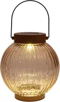 Anna's collection lantaarn solar 1led glas 15x14.5cm terra kopen?