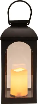 Anna's Collection Lantaarn solar met kaars 11x27cm zwart