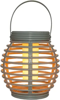 Anna's collection lantaarn solar met vlameffect 15x15cm olijf groen