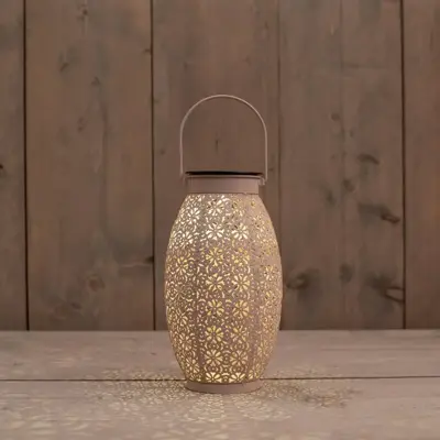 Anna's Collection Lantaarn solar metaal 1 led warm wit 13 x 13 x 24 cm zand