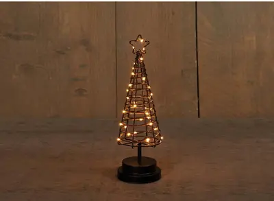 Anna's Collection LED 3D boom 30 lampjes zwart & koper, 30cm, classic warm - afbeelding 1