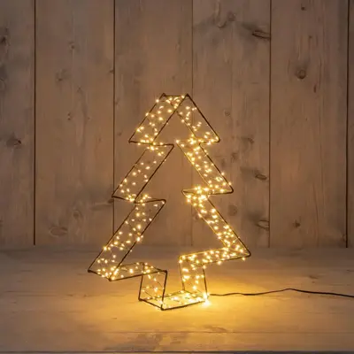 Anna's Collection LED 3D boom 300 lampjes metaal 7 x 36cm, classic warm - afbeelding 1