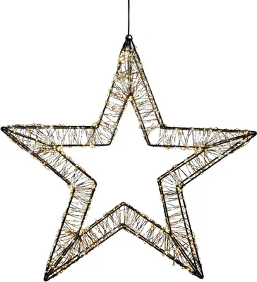 Anna's Collection LED 3D ster 1200 lampjes flash metaal Ø 56cm, warm wit/classic warm - afbeelding 1