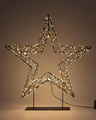 Anna's Collection LED 3D ster op voet 1200 lampjes flash metaal Ø 56 x 5cm, warm & classic warm wit - afbeelding 1