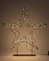 Anna's Collection LED 3D ster op voet 1200 lampjes flash metaal Ø 56 x 5cm, warm & classic warm wit - afbeelding 1