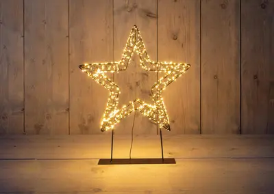Anna's Collection LED 3D ster op voet 800 lampjes flash metaal Ø 36 x 3cm, classic warm - afbeelding 1