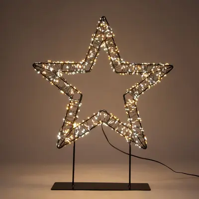 Anna's Collection LED 3D ster op voet 800 lampjes flash metaal Ø 36 x 3cm warm & classic warm wit - afbeelding 1