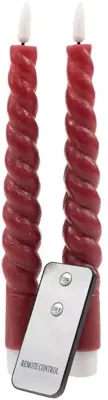 Anna's Collection LED 3D swirl kaars bordeaux 2 stuks - afbeelding 2