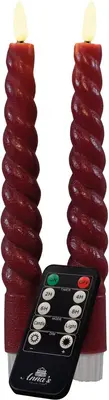 Anna's Collection LED 3D swirl kaars bordeaux 2 stuks - afbeelding 1