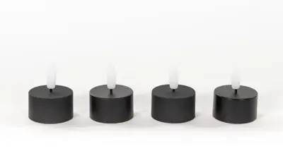 Anna's Collection LED 3D theelicht vlameffect uitbreidingsset zwart Ø 4 x 5cm, 4 stuks - afbeelding 1