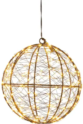 Anna’s Collection LED bal metaal, Ø 18 cm, 200 flitsende lampjes classic warm - afbeelding 2