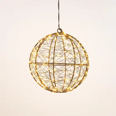 Anna’s Collection LED bal metaal, Ø 18 cm, 200 flitsende lampjes classic warm - afbeelding 1