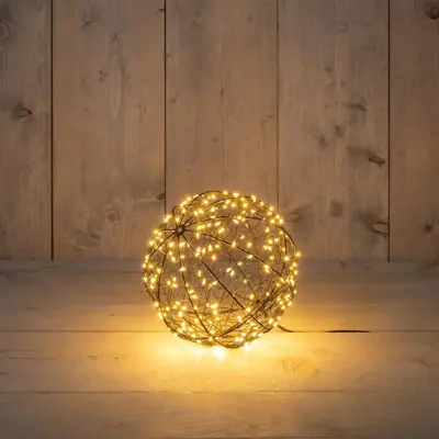 Anna’s Collection LED bal metaal, Ø 18 cm, 200 flitsende lampjes classic warm - afbeelding 4