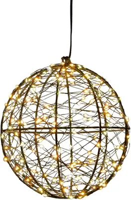 Anna's Collection LED bal metaal 200 flitsende lampjes 18cm, warm wit - afbeelding 1