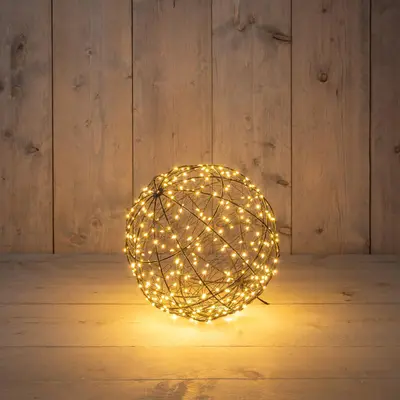 Anna’s Collection LED bal metaal, Ø 25 cm, 300 flitsende lampjes classic warm - afbeelding 4