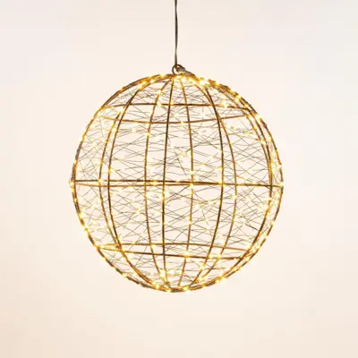 Anna’s Collection LED bal metaal, Ø 25 cm, 300 flitsende lampjes classic warm - afbeelding 1