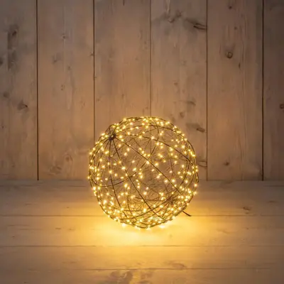 Anna’s Collection LED bal metaal, Ø 25 cm, 300 flitsende lampjes classic warm - afbeelding 4