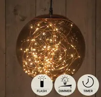 Anna's Collection LED bal smokey 125 flitsende lampjes 25cm, classic warm - afbeelding 2