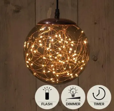 Anna's Collection LED bal smokey 80 flitsende lampjes 18cm, classic warm - afbeelding 2