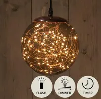 Anna's Collection LED bal smokey 80 flitsende lampjes 18cm, classic warm - afbeelding 2