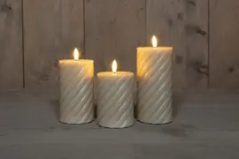 Anna's Collection LED buitenkaars 3d flame swirl 7.5 cm taupe 3 stuks - afbeelding 1