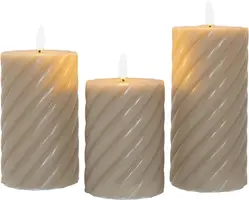Anna's Collection LED buitenkaars 3d flame swirl 7.5 cm taupe 3 stuks - afbeelding 1