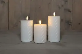 Anna's Collection LED buitenkaars 3d flame swirl 7.5 cm wit 3 stuks - afbeelding 1