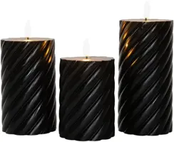 Anna's Collection LED buitenkaars 3d flame swirl 7.5 cm zwart 3 stuks - afbeelding 2