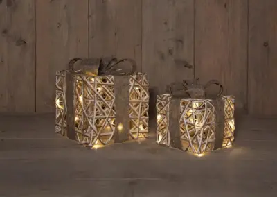Anna's Collection LED cadeaudoos katoen set 15cm & 20cm - afbeelding 1