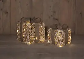 Anna's Collection LED cadeaudoos katoen set 15cm & 20cm - afbeelding 1
