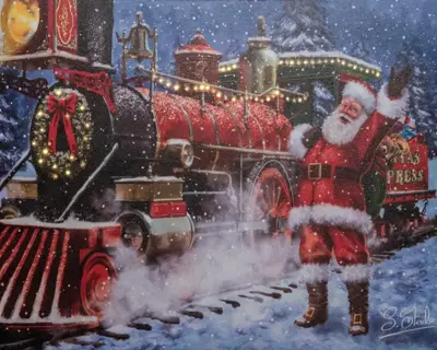 Anna's Collection LED canvas kersttrein 1,5 x 48 x 38cm - afbeelding 1