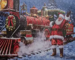 Anna's Collection LED canvas kersttrein 1,5 x 48 x 38cm - afbeelding 1