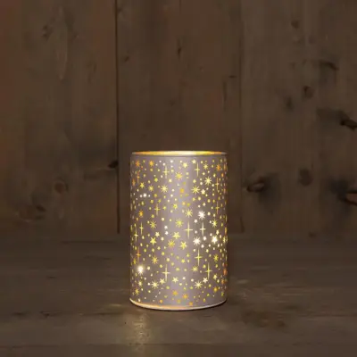Anna's Collection LED cilinder glas champagne Ø 10 x 15cm, warm wit - afbeelding 1