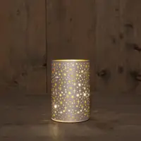 Anna's Collection LED cilinder glas champagne Ø 10 x 15cm, warm wit - afbeelding 1