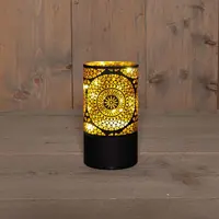 Anna's Collection LED cylinder glas Marrakech 10 lampjes goud Ø 9 x 16cm, warm wit - afbeelding 1