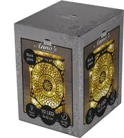 Anna's Collection LED cylinder glas Marrakech 10 lampjes goud Ø 9 x 12cm, warm wit - afbeelding 1