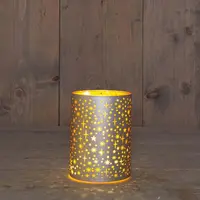 Anna's Collection LED cylinder glas sterren 10 lampjes champagne Ø 9 x 12cm, warm wit - afbeelding 1
