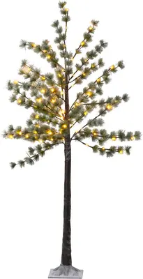 Anna's Collection LED dennenboom met sneeuw 96 lampjes bruin 180cm, classic warm - afbeelding 1