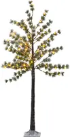 Anna's Collection LED dennenboom met sneeuw 96 lampjes bruin 180cm, classic warm - afbeelding 1