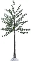 Anna's Collection LED dennenboom met sneeuw 96 lampjes bruin 180cm, classic warm - afbeelding 2