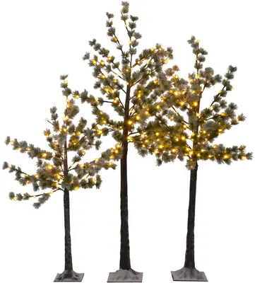 Anna's Collection LED dennenboom met sneeuw 96 lampjes bruin 180cm, classic warm - afbeelding 3