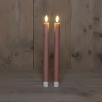 Anna's Collection LED dinerkaars 3d flame 24 cm antiek roze 2 stuks - afbeelding 1