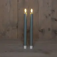 Anna's Collection LED dinerkaars 3d flame 24 cm olijfgroen 2 stuks - afbeelding 1