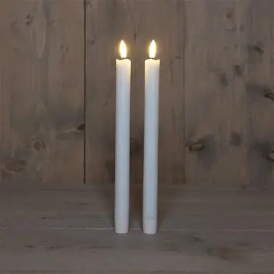 Anna's Collection LED dinerkaars 3d flame 24 cm wit 2 stuks - afbeelding 1