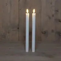 Anna's Collection LED dinerkaars 3d flame 24 cm wit 2 stuks - afbeelding 1