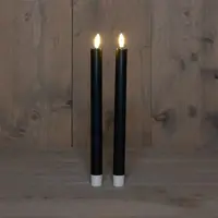 Anna's Collection LED dinerkaars 3d flame 24 cm zwart 2 stuks - afbeelding 1